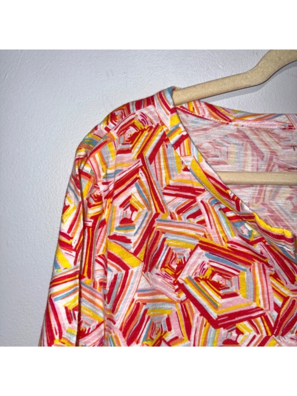 Talbots Womens XL Multicolor Geometric Print Cotton Knit Top - Picture 2 of 5